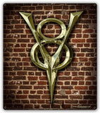 1930 V 8 Brick Wall Metal Sign