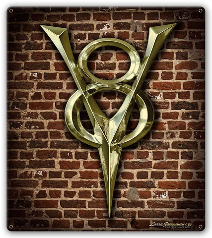 1930 V 8 Brick Wall Metal Sign