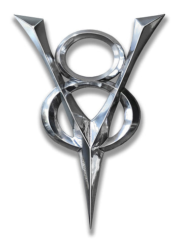 1930 V 8 Cutout Metal Sign