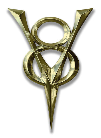 1930 V 8 Gold Cutout Metal Sign