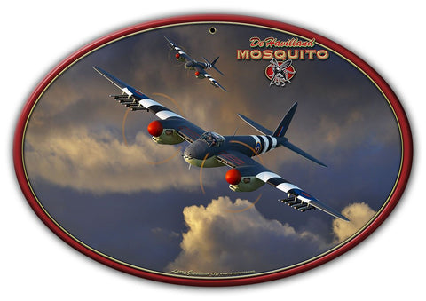 Mosquito WWII Airplane Oval Metal Sign