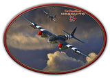 Mosquito WWII Airplane Oval Metal Sign