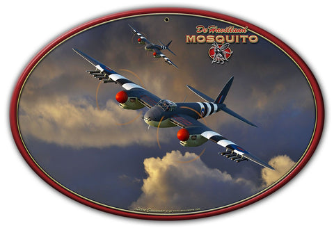 Mosquito WWII Airplane Oval Metal Sign