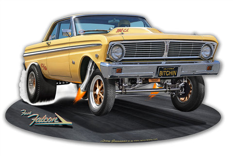 1965 Falcon Gasser Cut out Metal Sign
