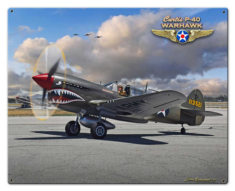 P 40 Warhawk Metal Sign