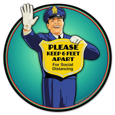 Social Distancing Metal Sign