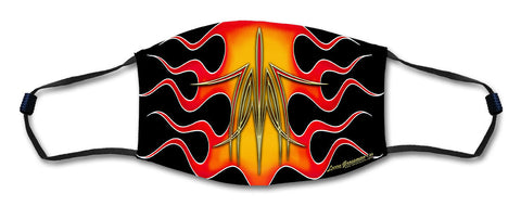 Flames With Pinstripes Mask Metal Sign