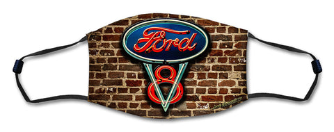Ford V 8 Face Mask Metal Sign