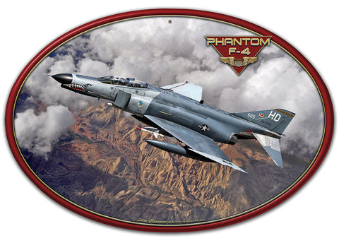 F 4 Phantom Oval Metal Sign
