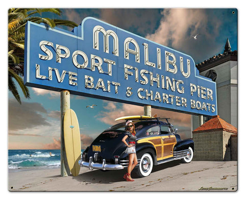 Malibu Pier Metal Sign