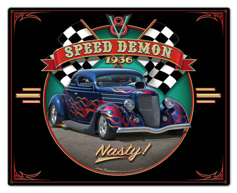 1936 Blown Coupe Metal Sign