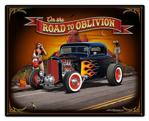 Road to Oblivion Metal Sign