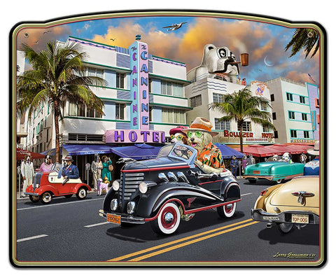 DOG DAZE FRAMED Metal Sign