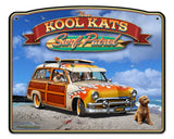 3 Kool Kats and Dog 22 x 18 Custom Shape Metal Sign