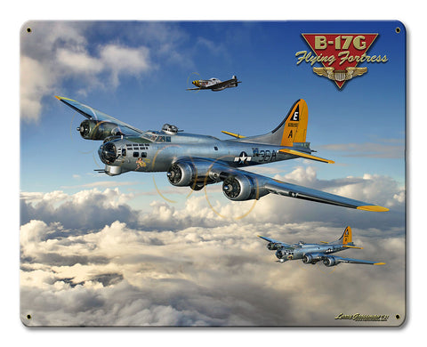 B-17 Flying Fortress 15 x 12 Satin Metal Sign