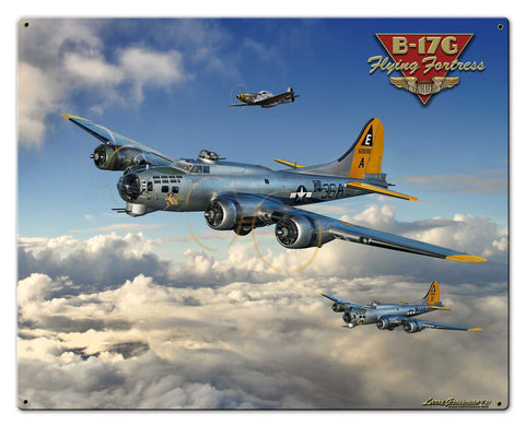 B 17 Flying Fortress 30 x 24 Custom Shape Metal Sign