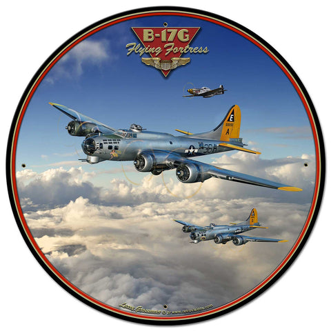 B-17 Flying Fortress 28 x 28 Round Metal Sign