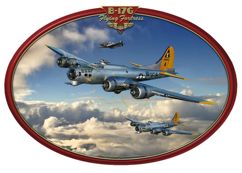 B-17 Flying Fortress 18 x 13 Custom Shape Metal Sign