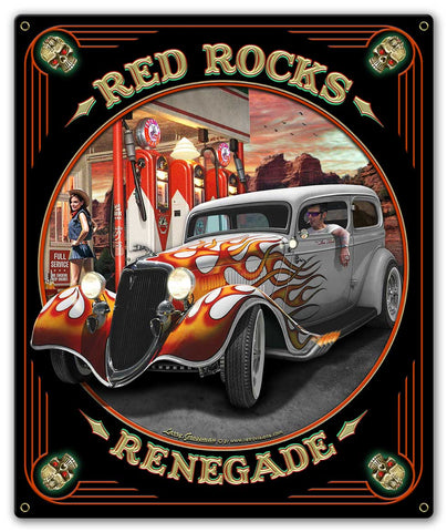 Red Rocks Renegade 15 x 18 Custom Shape Metal Sign