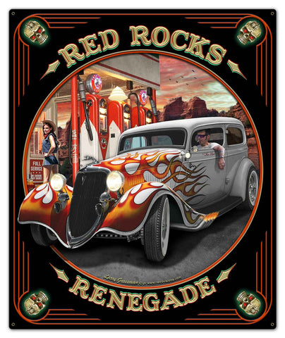 Red Rocks Renegade 30 x 36 Custom Shape Metal Sign
