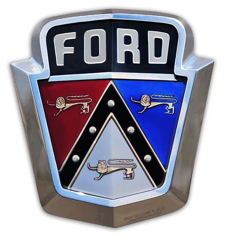 1950's Ford Emblem 15 x 16 Custom Shape Metal Sign