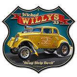 Wicked 1933 Willy's Shield 16 x 15 Custom Shape Metal Sign
