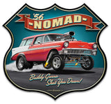 1956 Nomad Gasser Shield 18 x 17 Custom Shape Metal Sign