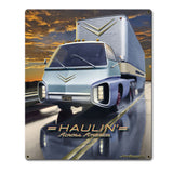 Haulin' Truck 26 x 30 Custom Shape Metal Sign
