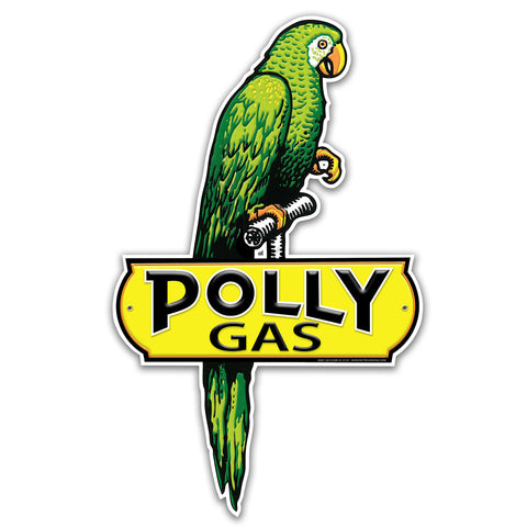 Polly Gas Bird 17 x 28 Custom Shape Metal Sign
