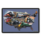 CLASSIC AMERICAN TRAINS COLLAGE MAP 18 x 12 Satin Metal Sign