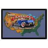CRUSIN AMERICA MAP 24 x 16 Satin Metal Sign