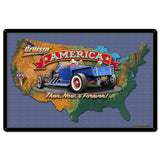 CRUSIN AMERICA MAP 36 x 24 Satin Metal Sign