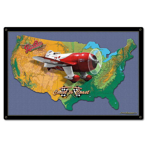 GEE BEE RACER MAP 24 x 16 Satin Metal Sign
