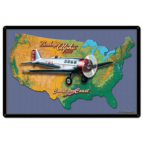 NORTHRUP ALPHA MAP 36 x 24 Satin Metal Sign