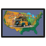 SURFIN USA MAP 24 x 16 Satin Metal Sign