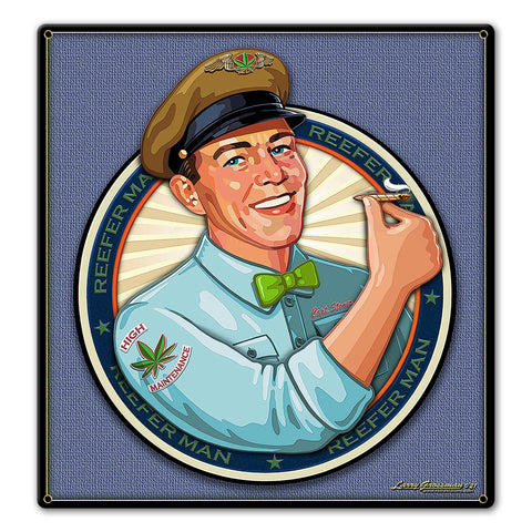 REEFER MAN 17 x 18 Custom Shape Metal Sign