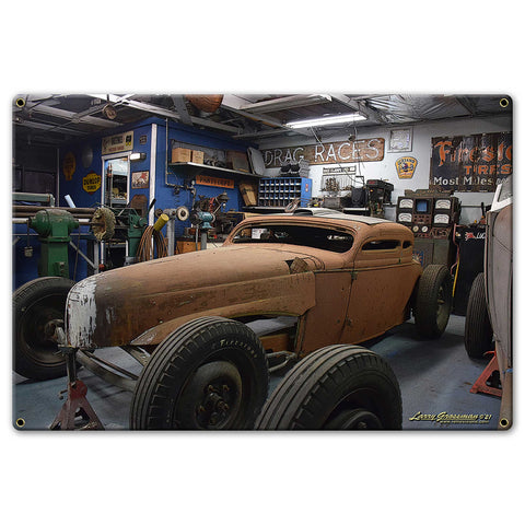 ROD SHOP 15 x 10 Custom Shape Metal Sign