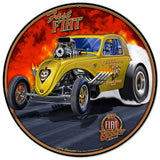 1937 FIAT DRAG CAR YELLOW 14 x 14 Round Metal Sign