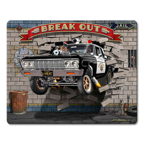 Break Out Cop Car 15 X 12 vintage metal sign Metal Sign