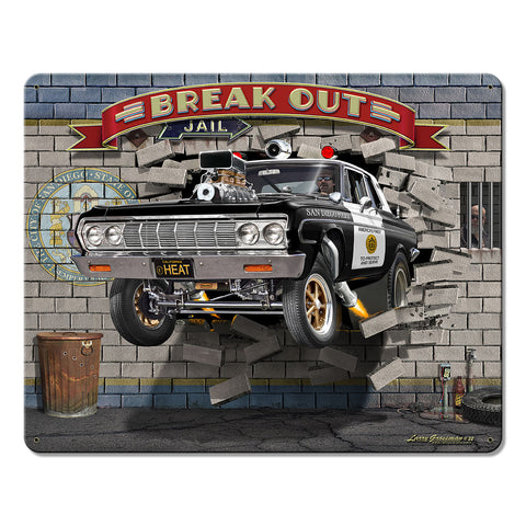 Break Out Cop Car SD 15 X 12 vintage metal sign Metal Sign