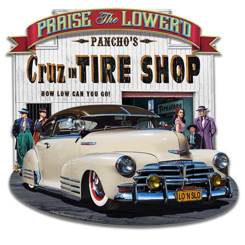 1948 Chevy Praise the Lowered Metal Sign 22in X21in Metal Sign