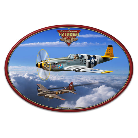 P-51B Mustang Metal Sign 16in X 11in Metal Sign