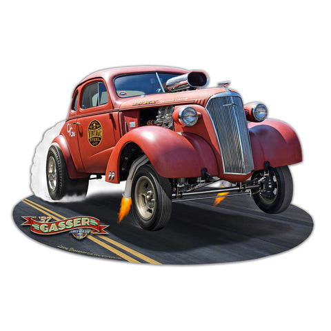 1937 CHEVY GASSER Metal Sign 22in X 15in Metal Sign