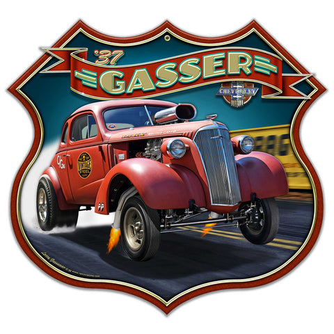 1937 CHEVY GASSER Metal Sign 16in X 15in Metal Sign
