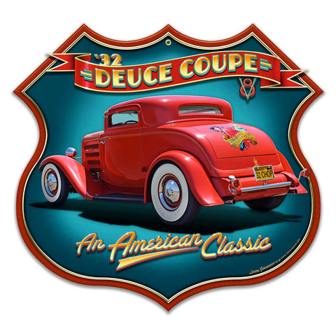 1932 DEUCE COUPE SHIELD Metal Sign 16in X 15in Metal Sign