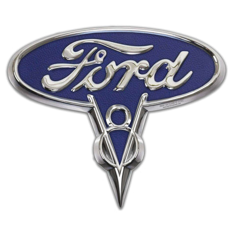 Ford V-8 Emblem Metal Sign 16in X 14in Metal Sign