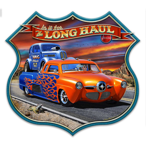 1949 Stude Long Haul Shield Metal Sign 16in X 15in Metal Sign