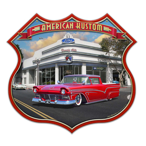 1956 FORD RANCHERO KUSTOM SHIELD Metal Sign 22in X 20in Metal Sign