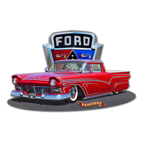 1956 Ford Ranchero Crest Metal Sign 22in X 14in Metal Sign