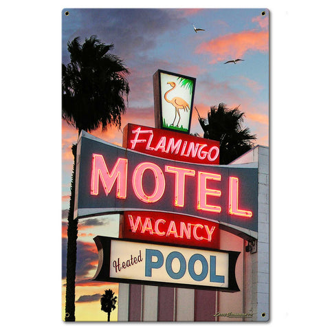 Flamingo Motel Metal Sign 16in X 24in Metal Sign